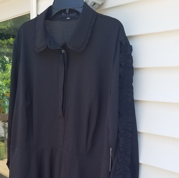 ELOQUII RUFFLE SLEEVE DRESS - Picture 5 of 12